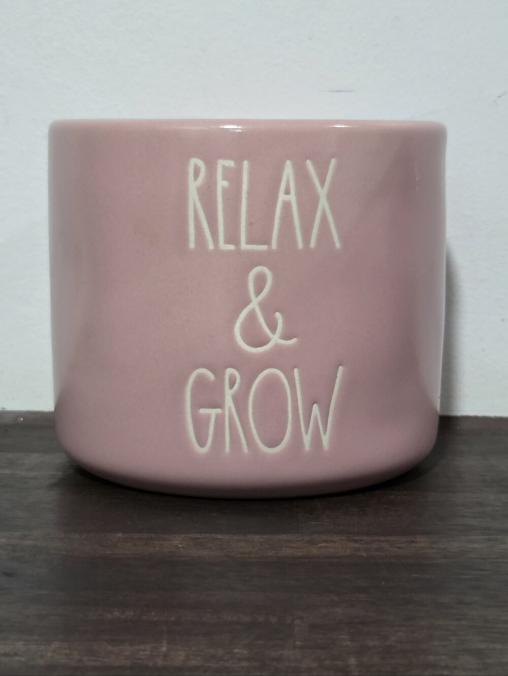 Rae Dunn Relax & Grow Pink Planter